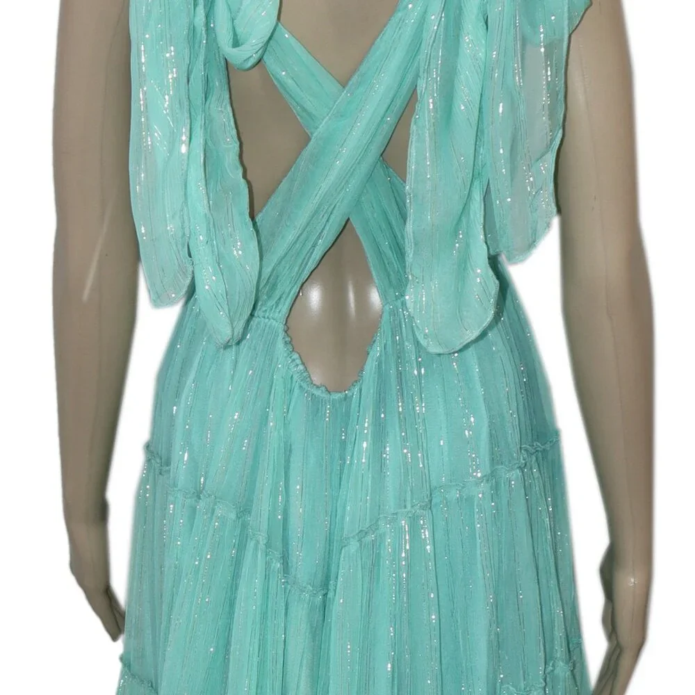 Free People FP One Milani Maxi Dress Tiered V Neck Gown NWD S - Picture 8 of 10